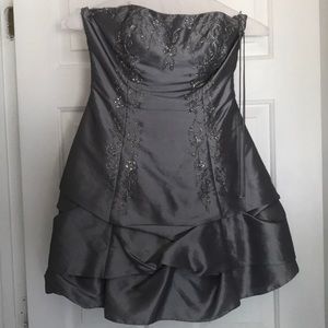 Silver strapless dress